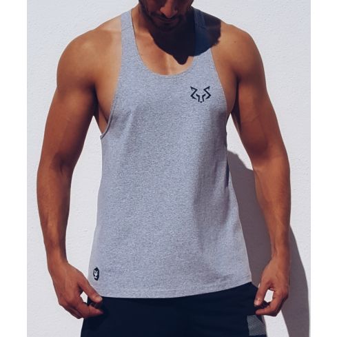 Racerback Mens Plain Grey Gym Vest Stringer