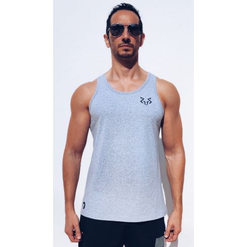 Standard Cut Mens Plain Grey Gym Vest Stringer