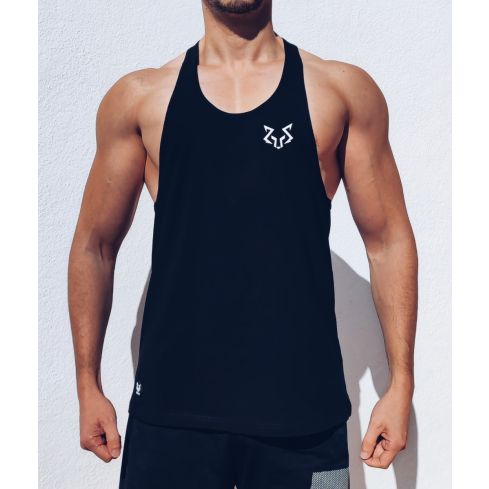 Racerback Mens Plain Black Gym Vest Stringer