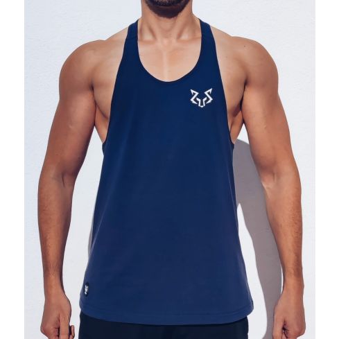 Racerback Mens Plain Navy Gym Vest Stringer