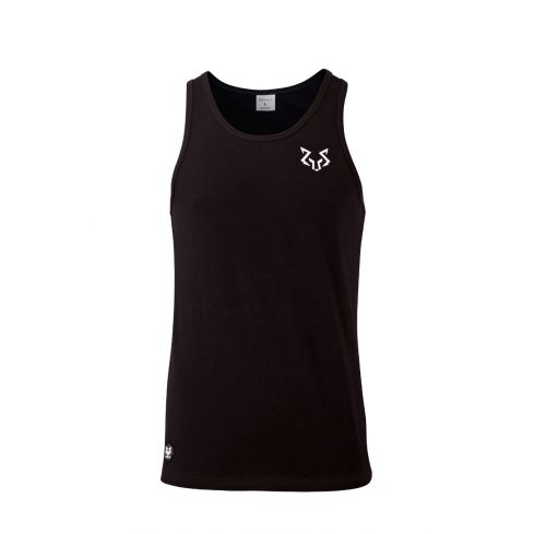 Standard Cut Mens Plain Black Gym Vest Stringer