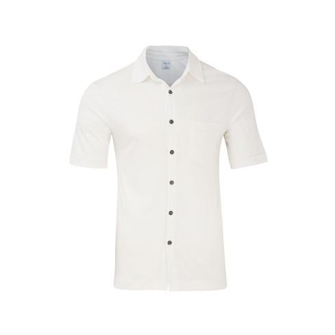 Linen Blend Mens Muscle Fit Short Sleeve Shirt In White