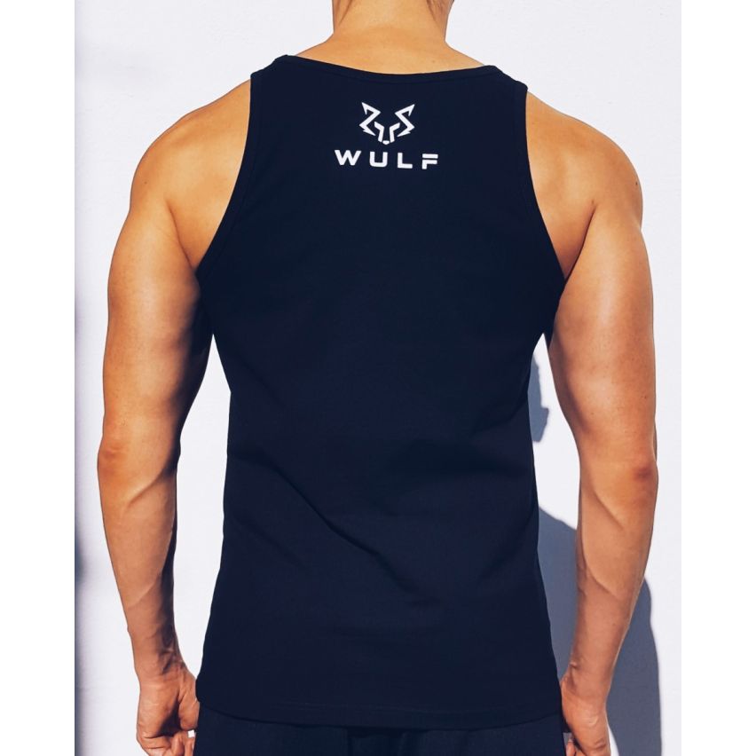 Standardskåret Sort Tanktop Med Løveprint Til Mænd