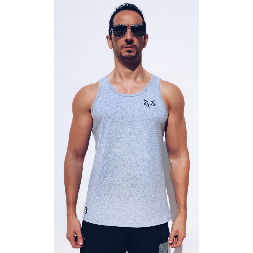 Standard Cut Mens Plain Grey Gym Vest Stringer