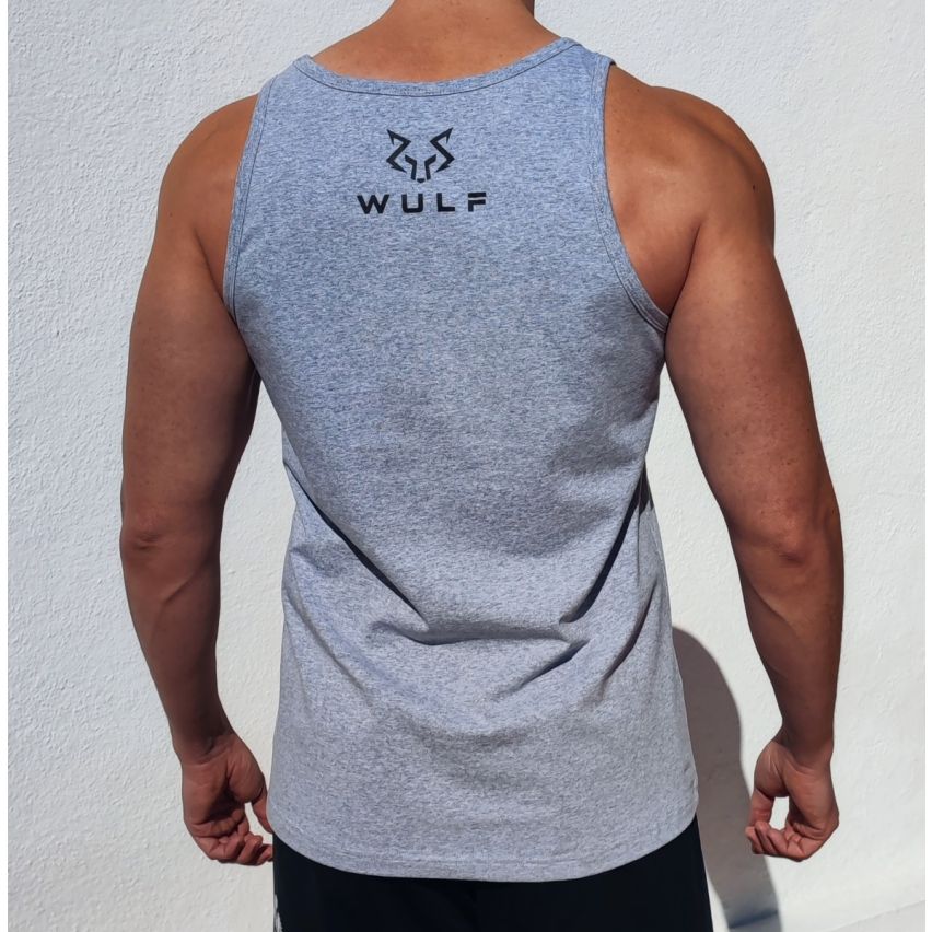 Standardskåret Grå Tanktop Til Mænd Med Tyktryk