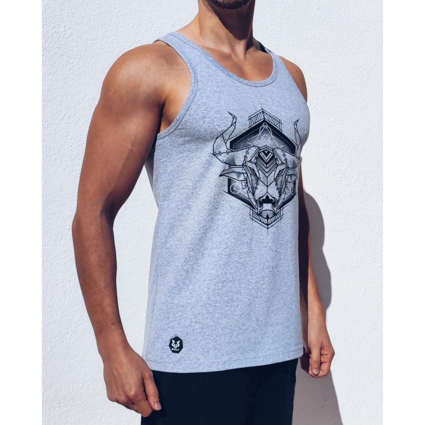 Graue Trainingsweste Mit Bull-Print Für Herren Im Standardschnitt