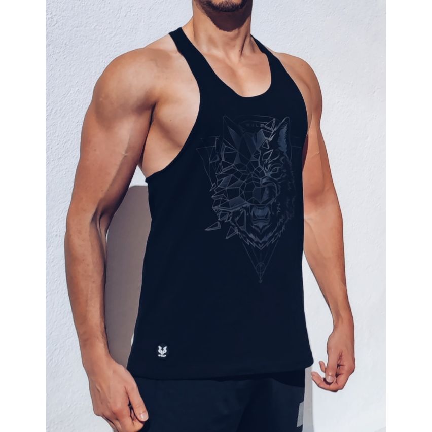 Racerback Herr Wolf 2 Print Svart Träningsväst