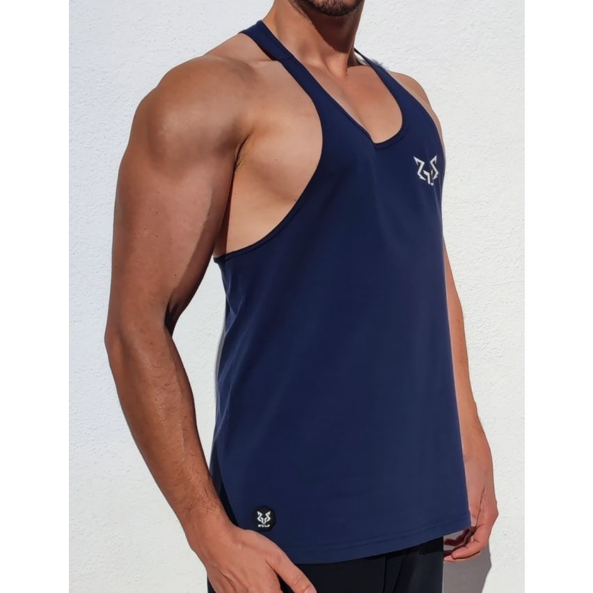 Racerback Mens Plain Navy Gym Vest Stringer