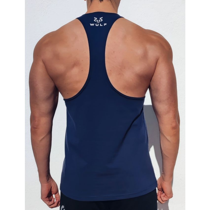Racerback Mens Plain Navy Gym Vest Stringer