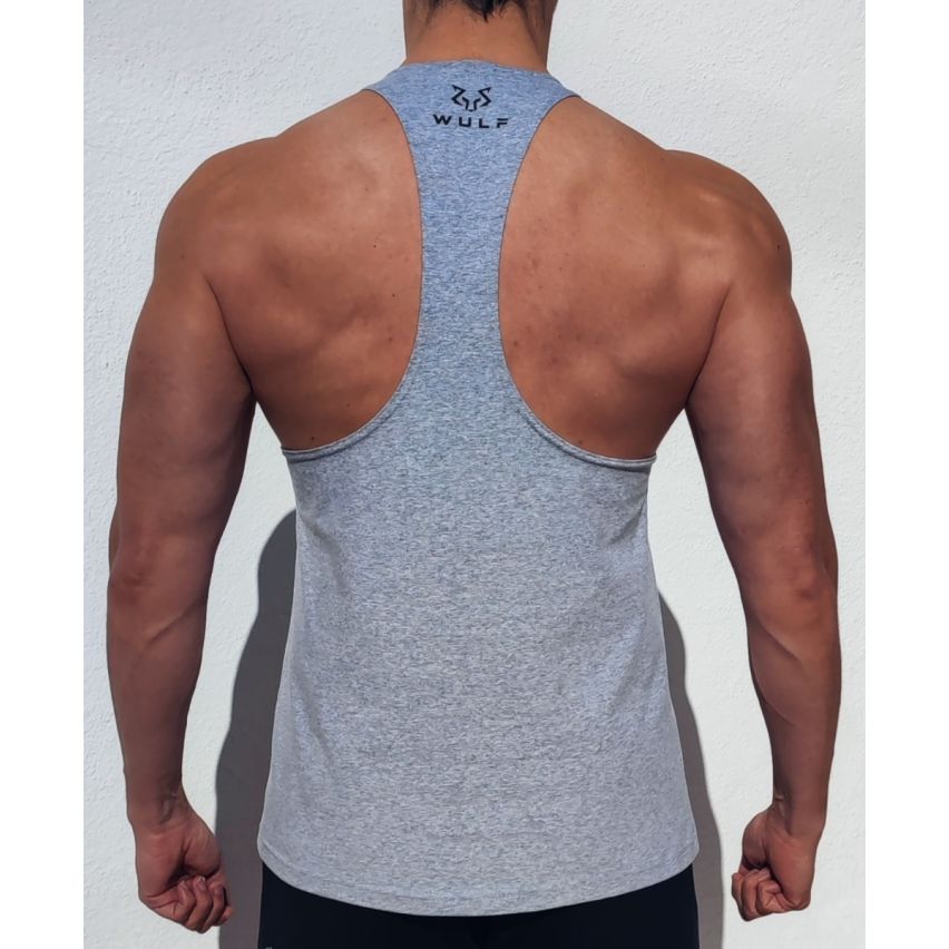Canottiera Grigio Da Uomo Con Stampa Lupo 2 Racerback