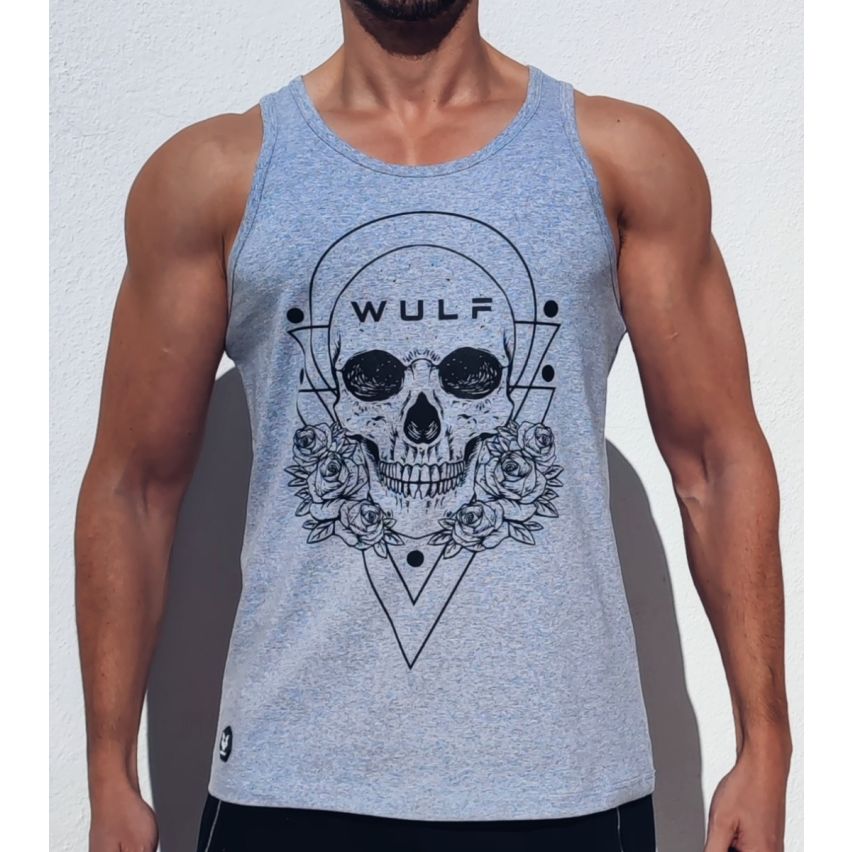 Graue Trainingsweste Mit Totenkopf-Print Für Herren