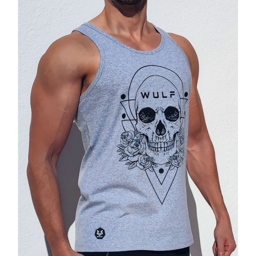 Graue Trainingsweste Mit Totenkopf-Print Für Herren