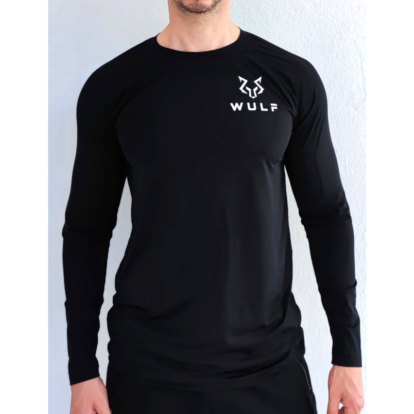 Air Flow Breathable Seamless Long Sleeve T-Shirt In Black
