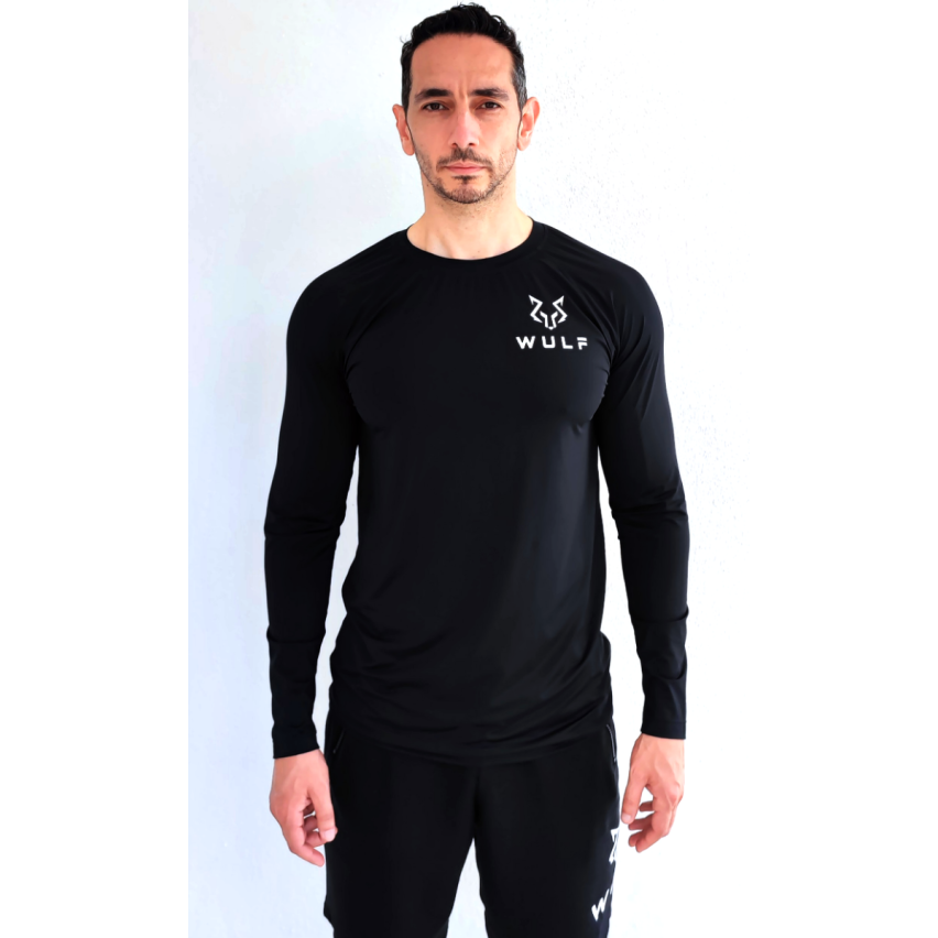 Air Flow Breathable Seamless Long Sleeve T-Shirt In Black