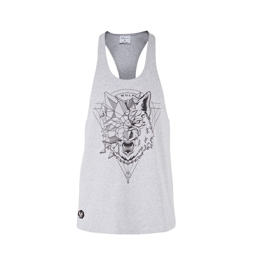 Canottiera Grigio Da Uomo Con Stampa Lupo 2 Racerback