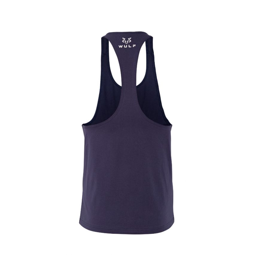 Racerback Mens Bull Print Navy Gym Vest Stringer