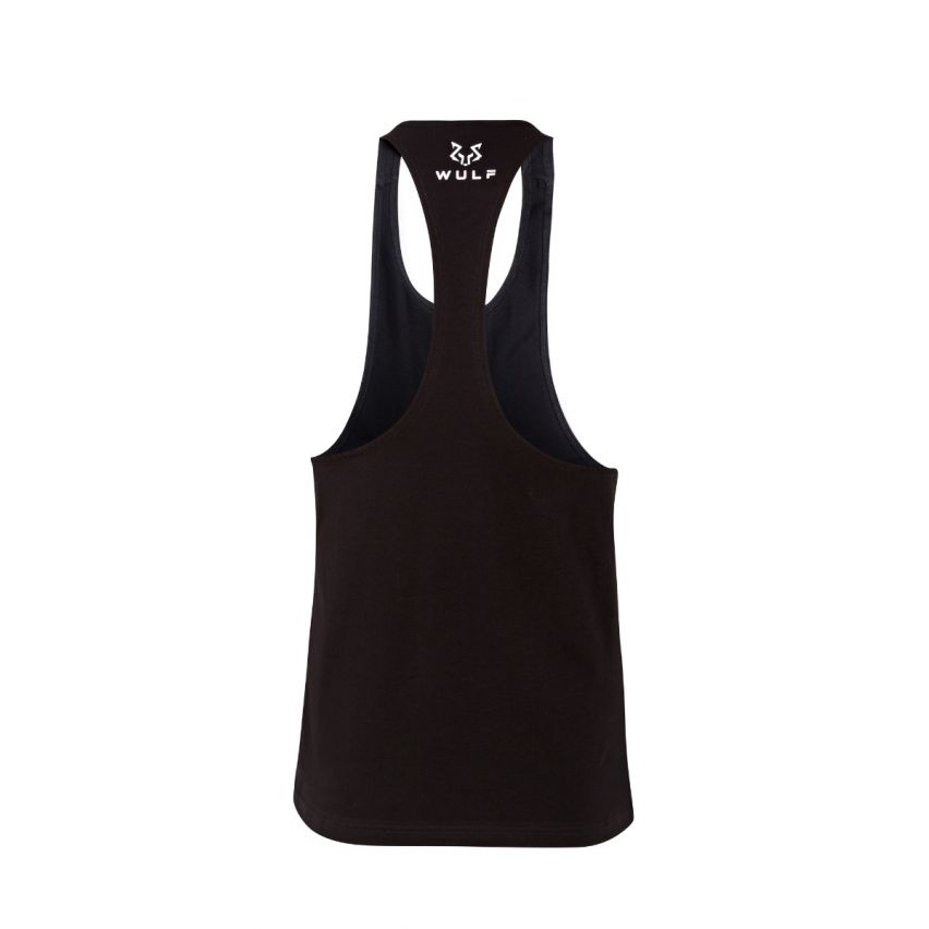 Racerback Mens Skull Print Black Gym Vest Stringer